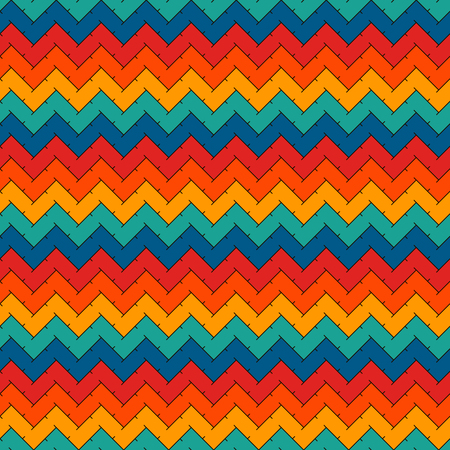 Chevron diagonal stripes abstract background. Bright seamless pattern with classic geometric ornament. Zigzag horizontal lines wallpaper. Vivid digital paper, textile print, page fill. Vector artのイラスト素材
