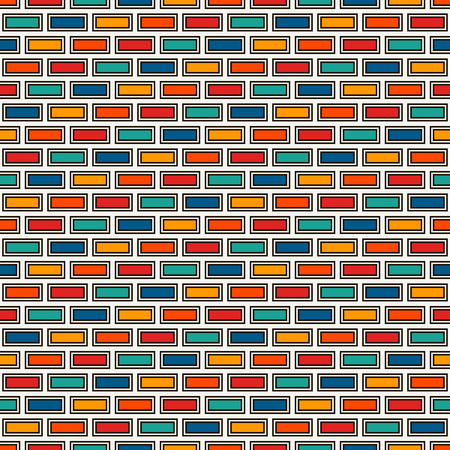 Brick wall abstract background. Bright colors seamless pattern with classic geometric ornament. Bricks motif. Repeated rectangular blocks. Digital paper, textile print. Vector artのイラスト素材