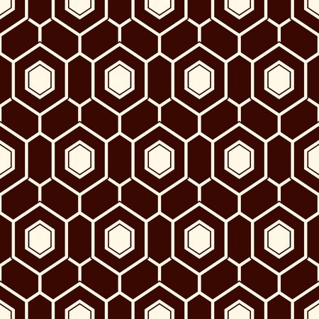 Contemporary honeycomb geometric pattern. Repeated hexagon ornament. Modern mosaic tiles background. Seamless surface abstract design. Geo wallpaper. Digital paper, textile print. Vector illustrationのイラスト素材