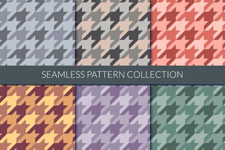 Houndstooth seamless pattern collection. Classic geometric background set. Elegant fashion surface...