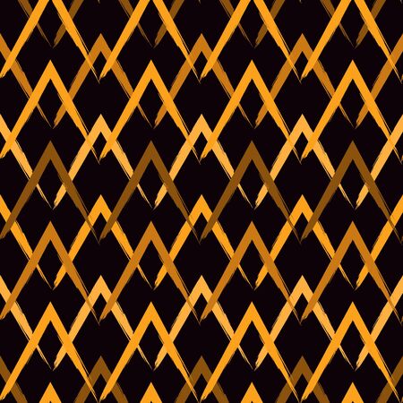 Brush strokes seamless pattern. Freehand horizontal zigzag stripes print. Repeated chevron lines background. Simple classic geometric ornament. Trendy grunge design. Vector abstract modern wallpaperのイラスト素材