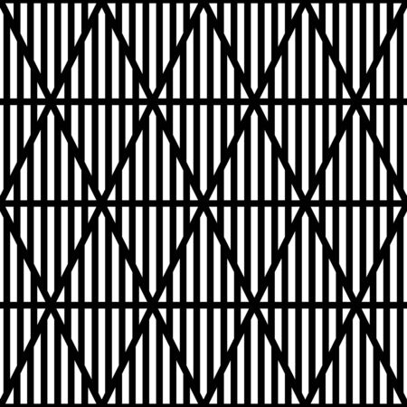 White vertical lines on black background. Seamless surface pattern design with linear ornament. Strokes wallpaper. Hash stroke motif. Digital paper with stripes for textile print. Striped vector.のイラスト素材