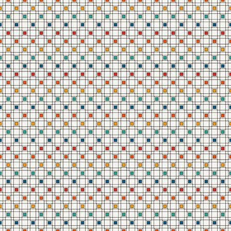 Seamless pattern with simple geometric ornament. Repeated squares and thin lines abstract...