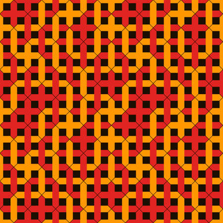 Stylized overlapping pipelines background. Seamless modern abstract surface pattern with repeated overlay geometric figures. Maze, labyrinth motif. Contemporary wicker ornament. Vector digital paperのイラスト素材