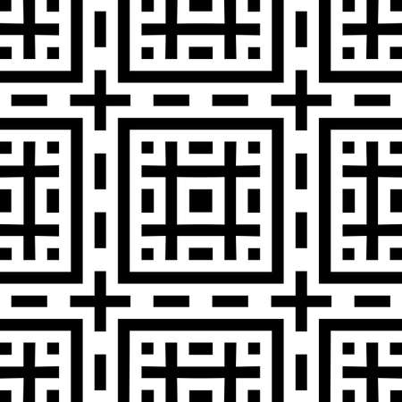 Tribe motif. Ethnic wallpaper. Ancient mosaic. Ethnical folk image. Tribal ornament. Embroidery background. Digital paper, web design, textile print, backdrop. Seamless abstract art. Vector artwork.のイラスト素材