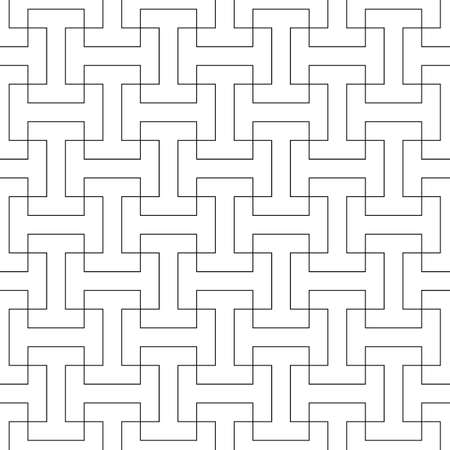 Seamless Sayagata pattern. Repeated interlocking manji background. Oriental symbols ornament. Traditional architecture wallpaper. Ancient ethnic mosaic motif. Digital paper, textile print. Vector art.のイラスト素材