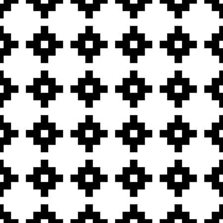 Seamless pattern with Inca crosses ornament. Ethnic embroidery background. Tribal wallpaper. Ethical folk image. Tribe motif. Ancient mosaic. Digital paper for web design, textile print. Vector art.のイラスト素材
