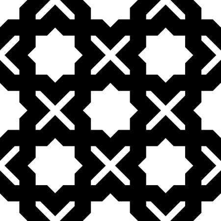 Seamless surface pattern design with Moroccan stars and crosses tiles ornament. Oriental traditional...