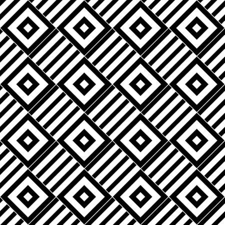 Repeated rhombuses and stripes ornamental background. Diamonds and strokes wallpaper. Ethnic seamless surface pattern design with geometric figures. Tribal embroidery motif. Digital paper, page fill.のイラスト素材
