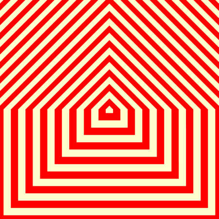 Stylized wood cutting decorative board structure motif. Symmetric geometric figures abstract. Red lines on yellow background. Striped surface pattern design. Repeating curves texture wallpaper. Vectorのイラスト素材