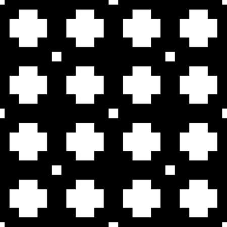 Seamless pattern with crosses, squares. Background with repeated cross shapes ornamentation. Ancient embroidery wallpaper. Ethnic motif. Digital paper, textile print, web design. Vector illustration.のイラスト素材