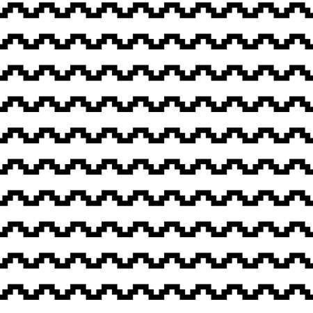 Seamless pattern with zigzag lines. Wavy stripes. Square waves image. Ethnic embroidery background. Mosaic motif. Folk wallpaper. Digital paper, textile print, wed design. Ancient backdrop. Vector artのイラスト素材