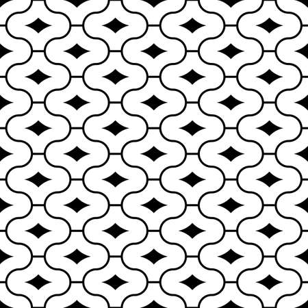 Seamless pattern with paseo ornament. Oriental traditional ornamentation with repeated rounded shapes. Window tracery wallpaper. Grid motif. Digital paper, textile print, web design. Vector art image.のイラスト素材