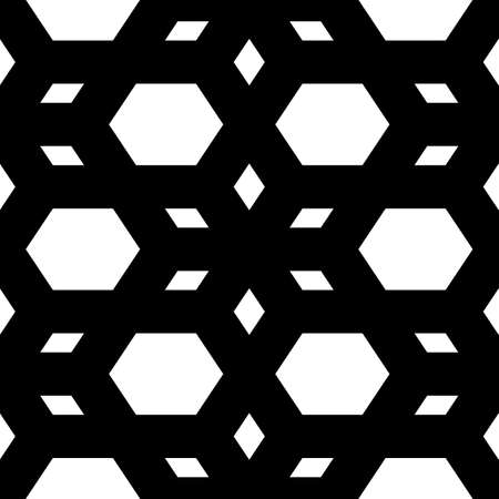 Rhombuses, hexagons, diamonds, lozenges. Mosaic. Grid background. Ethnic tiles motif. Geometric grate wallpaper. Polygons backdrop. Digital paper, web design, textile print. Seamless abstract pattern.のイラスト素材