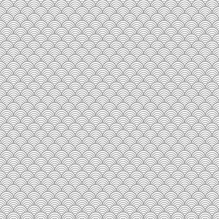 Japan traditional ethnic embroidery ornament with repeated scallops. Fish scale. Repeat scallop background. Seamless surface pattern design with scales. Ancient japanese sashiko uroko motif. Squama.のイラスト素材