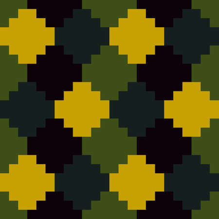 Inca crosses seamless pattern. Folk background. Ethnic ornament. Geometric wallpaper. Cross shapes. Tribal motif. Ancient mosaic. Ethnical web design, patchwork textile print, abstract. Vector art.のイラスト素材