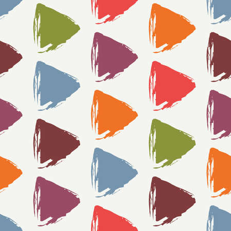Triangle motif minimal geometric print. Paint brush seamless pattern. Freehand grunge design background. Trendy handdrawn modern simple geo ornament. Artistic hand drawn abstract vector wallpaperのイラスト素材
