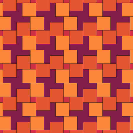 Seamless pattern. Squares, crosses ornament. Checks wallpaper. Repeated color figures background. Mosaic tiles motif. Digital paper, web designing. Square, cross shapes backdrop. Parquet vectorのイラスト素材