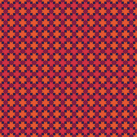 Seamless pattern. Moroccan stars and crosses tiles ornament. Oriental traditional ornamentation. Repeated geometric shapes. Ancient mosaic wallpaper. Ethnic motif. Geometrical digital paper. Vector.のイラスト素材
