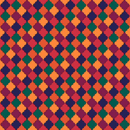 Seamless pattern. Ogee tiles ornament. Oriental traditional ornamentation. Repeated lantern shapes. Mosaic wallpaper. Tiles motif. Geometric digital paper, ethnic textile print.のイラスト素材