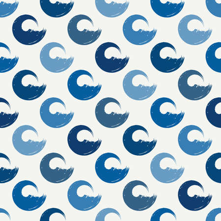 Polka dot seamless pattern. Sea wave, tide motif modern ornament. Summer, nautical abstract wallpaper. Freehand paint brush design background. Handdrawn geometric print. Artistic hand drawn vector artのイラスト素材