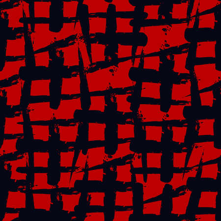 Paint brush strokes seamless pattern. Freehand grunge design background. Crosses motif modern minimal ornament. Trendy handdrawn doodle geometric print. Artistic hand drawn abstract vector wallpaperのイラスト素材