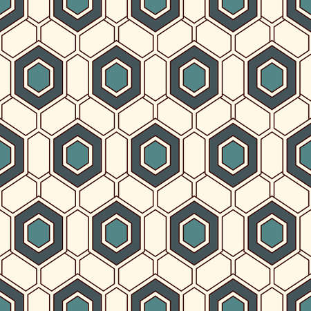 Contemporary honeycomb geometric pattern. Repeated hexagon ornament. Modern mosaic tiles background. Seamless surface abstract design. Geo wallpaper. Digital paper, textile print. Vector illustrationのイラスト素材