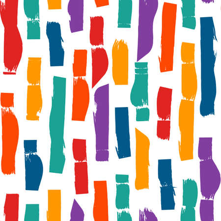 Brushstrokes motif print. Paint brush smears seamless pattern. Freehand urban design background. Trendy handdrawn modern grunge texture. Artistic hand drawn abstract wallpaperのイラスト素材