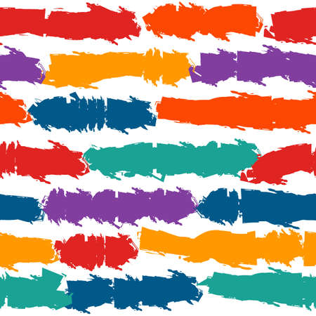 Brushstrokes motif print. Paint brush smears seamless pattern. Freehand urban design background. Trendy handdrawn modern grunge texture. Artistic hand drawn abstract wallpaperのイラスト素材