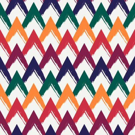 Paint brush seamless pattern. Freehand grunge design background. Scale motif oriental ornament. Trendy handdrawn geometric print. Modern artistic hand drawn abstract vector wallpaperのイラスト素材