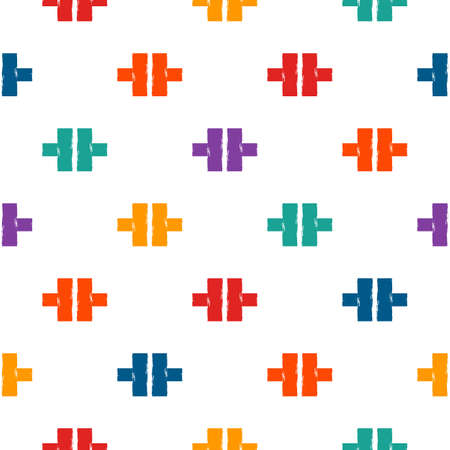 Paint brush strokes seamless pattern. Freehand design background. Crosses motif modern minimal ornament. Trendy handdrawn doodle geometric print. Artistic hand drawn abstract vector wallpaperのイラスト素材
