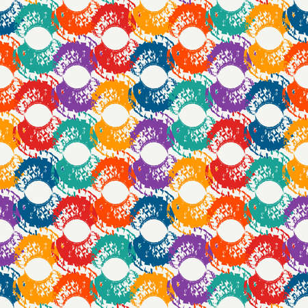 Polka dot, scale paint brush seamless pattern. Freehand design geo background. Circle motif classic...