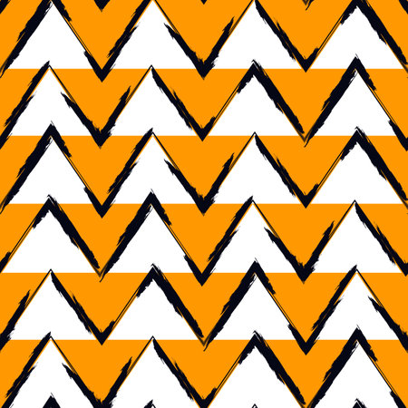 Ethnic seamless pattern. Freehand zigzag stripes print. Boho chic design background. Tribal wallpaper. Brush wavy lines. hand drawn geometric ornament. Chevron backdrop. original image. vector art.のイラスト素材