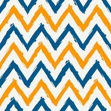 Ethnic seamless pattern. Freehand zigzag stripes print. Boho chic design background. Tribal wallpaper. Brush wavy lines. hand drawn geometric ornament. Chevron backdrop. Indigenous imageのイラスト素材