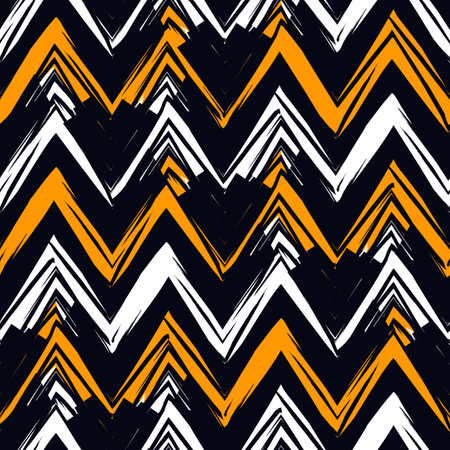 Ethnic seamless pattern. Freehand zigzag stripes print. Boho chic design background. Tribal...