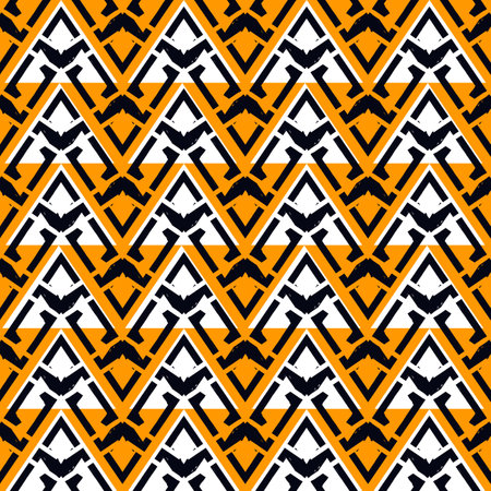 Ethnic seamless pattern. Freehand horizontal zigzag chevron stripes print. Boho chic design...
