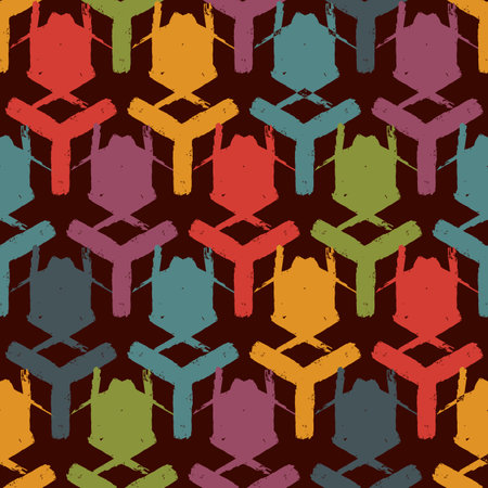 Paintbrush geometric pattern. Seamless pattern. abstract backdrop. Cross wallpaper. geometric background. Ethnic hand drawn motif. Mosaic ornate. Textile print. vector art workのイラスト素材