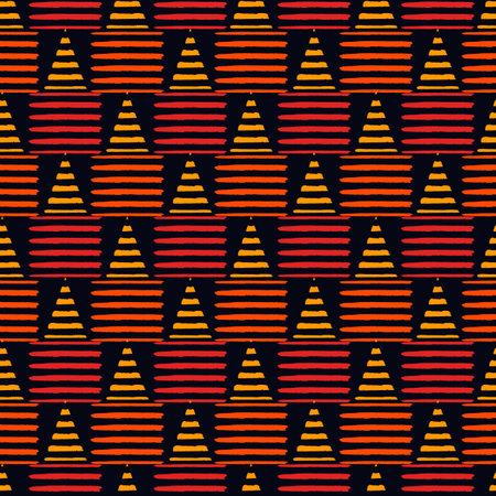 Triangle motif minimal geometric print. Paint brush seamless pattern. Freehand design background....