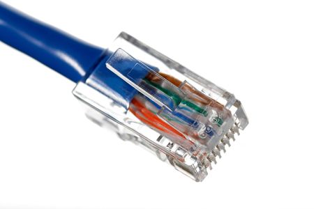 Network connection plug, close-upの写真素材