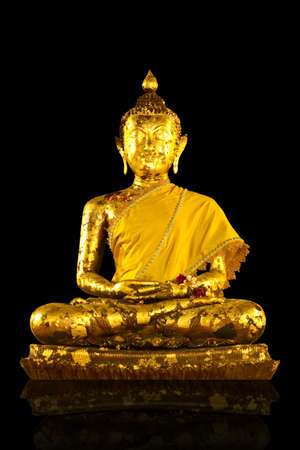 Gold buddha statues on backgroundの写真素材