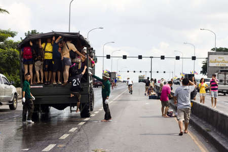 BANGKOK, THAILAND - OCTOBER 30 : Rescue teams helping people during the worst flooding in decades on...