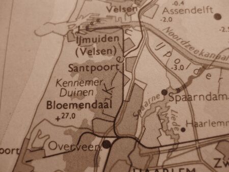 Map of West Holland Kennemerland in sepiaの写真素材