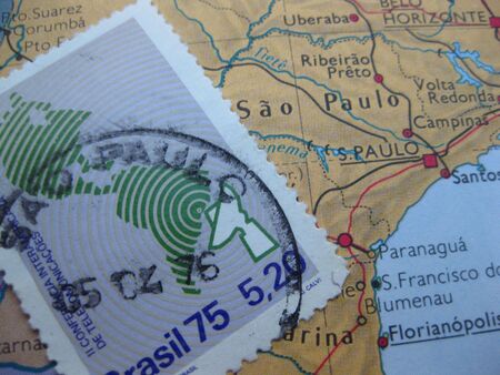 Sao Paulo Brasil map with stampの写真素材
