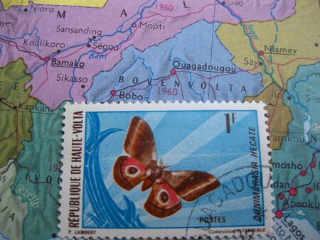 Burkina Faso Haute Volta map with stampの写真素材