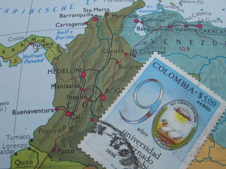Map of Colombia with stampの写真素材