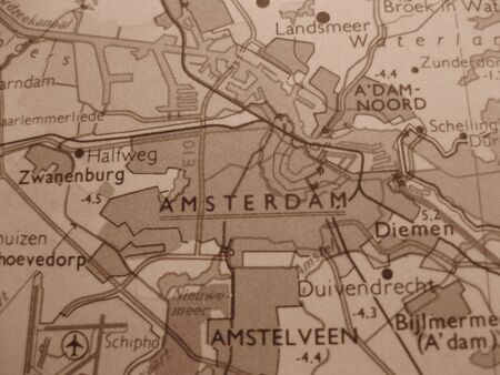 Vintage map in sepia of Amsterdam, the Netherlandsの写真素材