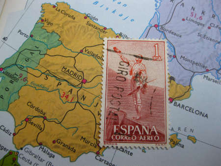 Stamp on Vintage map: Spainの写真素材
