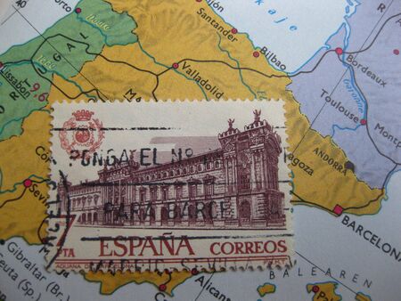 Stamp on Vintage map: Spainの写真素材
