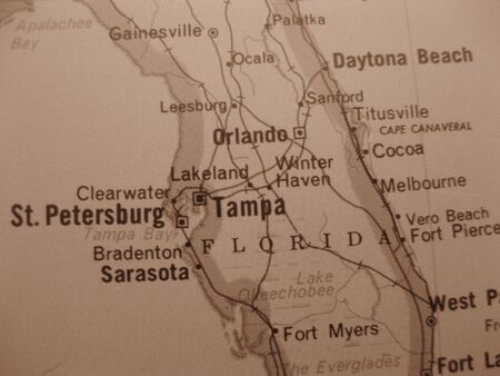 Vintage sepia map: Tampa, Floridaの写真素材