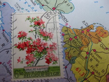 Stamp on Vintage map: Belgiumの写真素材